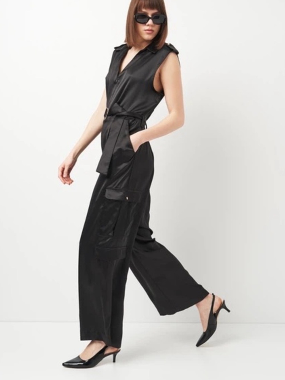 Zara Black Satin Jumpsuit